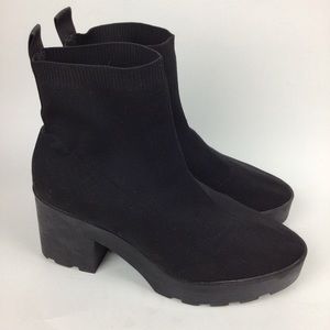 Stradivarius Black Fabric Chunky Y2K Platform Ankle Bootie EUR 41, US 9.5
